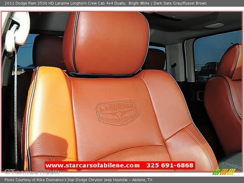 Bright White / Dark Slate Gray/Russet Brown 2011 Dodge Ram 3500 HD Laramie Longhorn Crew Cab 4x4 Dually