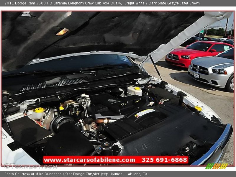 Bright White / Dark Slate Gray/Russet Brown 2011 Dodge Ram 3500 HD Laramie Longhorn Crew Cab 4x4 Dually