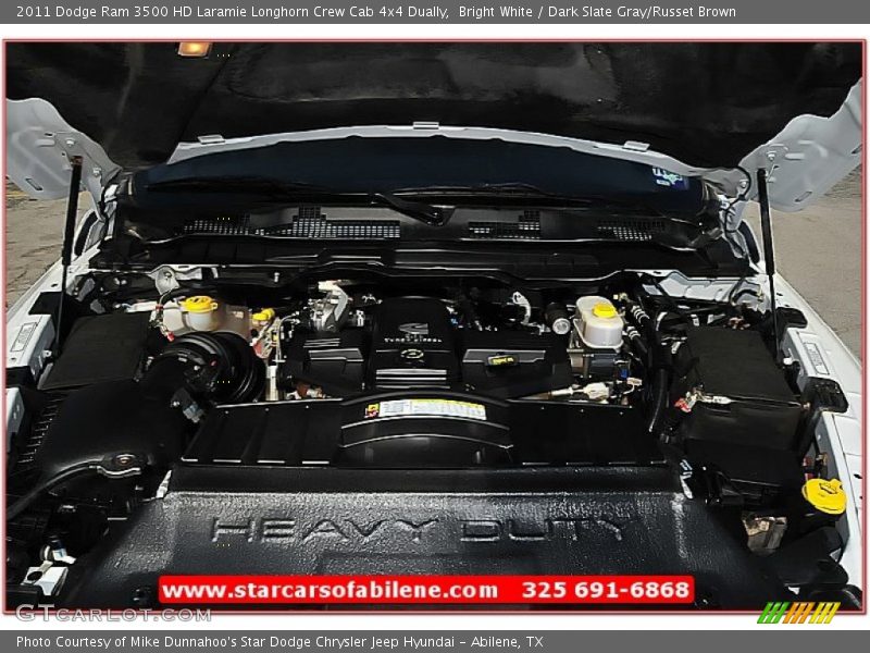 Bright White / Dark Slate Gray/Russet Brown 2011 Dodge Ram 3500 HD Laramie Longhorn Crew Cab 4x4 Dually