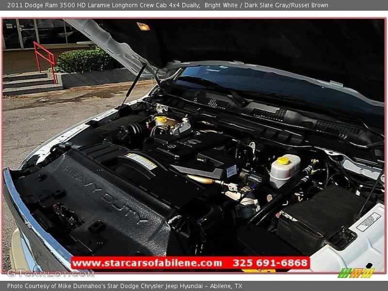 Bright White / Dark Slate Gray/Russet Brown 2011 Dodge Ram 3500 HD Laramie Longhorn Crew Cab 4x4 Dually