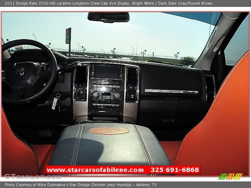Bright White / Dark Slate Gray/Russet Brown 2011 Dodge Ram 3500 HD Laramie Longhorn Crew Cab 4x4 Dually