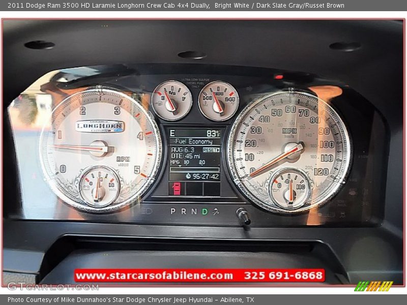 Bright White / Dark Slate Gray/Russet Brown 2011 Dodge Ram 3500 HD Laramie Longhorn Crew Cab 4x4 Dually
