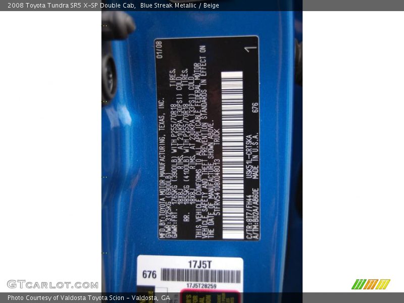 Blue Streak Metallic / Beige 2008 Toyota Tundra SR5 X-SP Double Cab