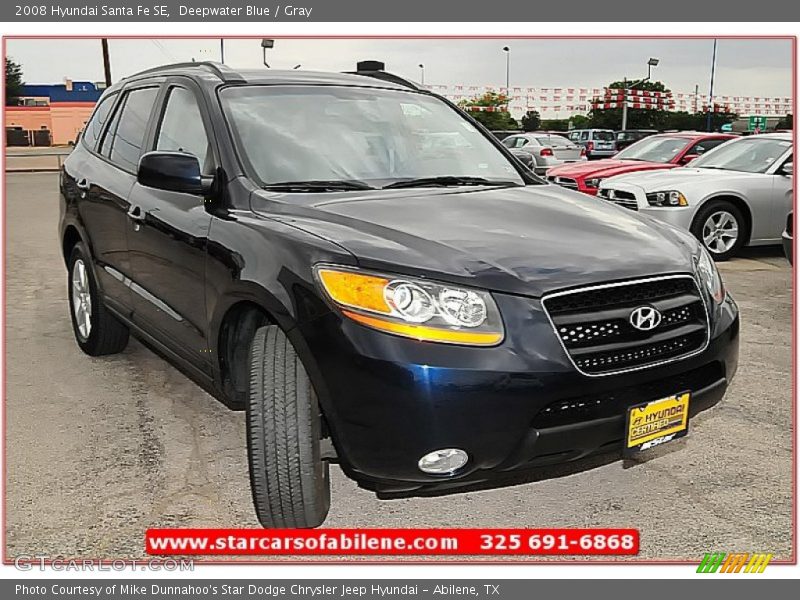 Deepwater Blue / Gray 2008 Hyundai Santa Fe SE