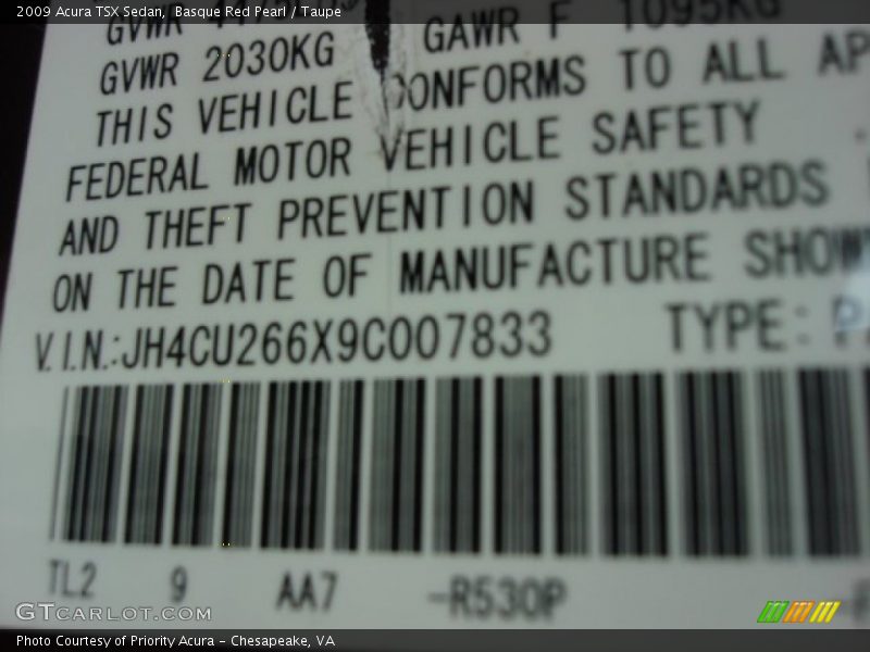 Basque Red Pearl / Taupe 2009 Acura TSX Sedan