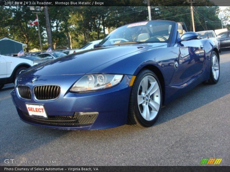 Montego Blue Metallic / Beige 2007 BMW Z4 3.0i Roadster