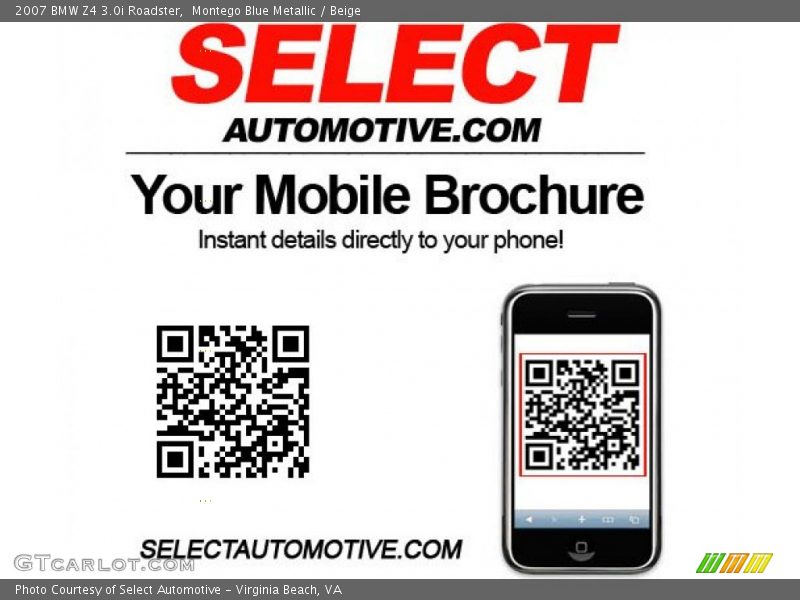 Montego Blue Metallic / Beige 2007 BMW Z4 3.0i Roadster