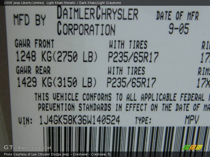 Light Khaki Metallic / Dark Khaki/Light Graystone 2006 Jeep Liberty Limited
