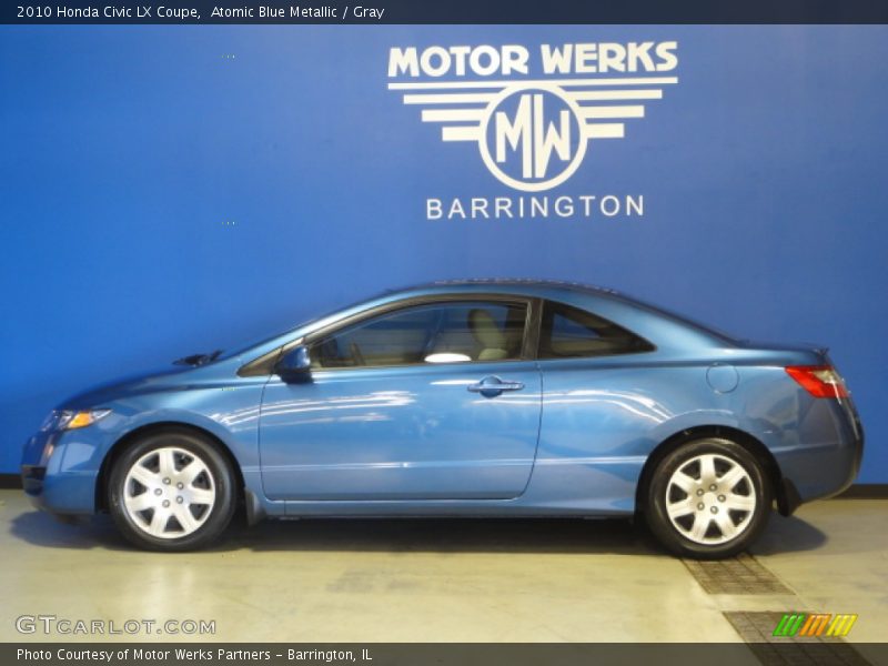 Atomic Blue Metallic / Gray 2010 Honda Civic LX Coupe