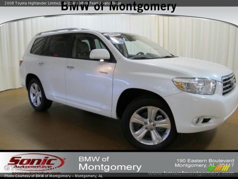 Blizzard White Pearl / Sand Beige 2008 Toyota Highlander Limited