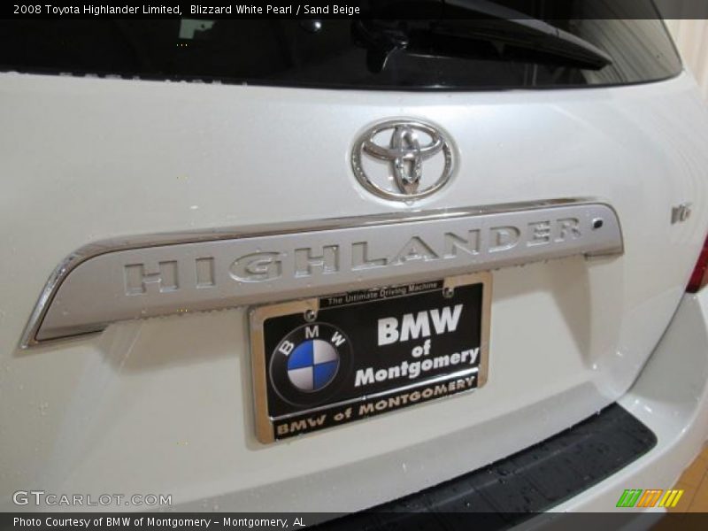 Blizzard White Pearl / Sand Beige 2008 Toyota Highlander Limited
