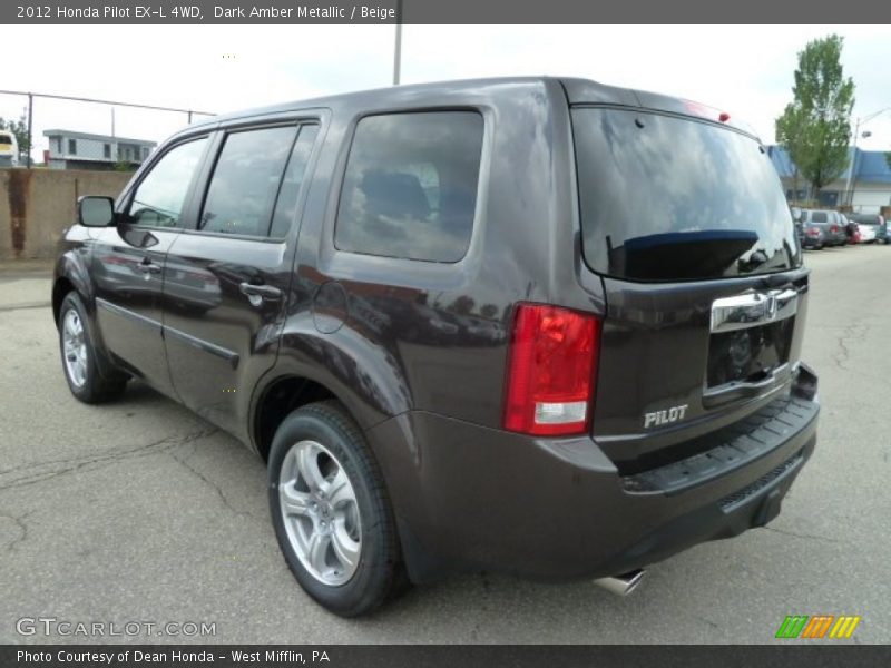 Dark Amber Metallic / Beige 2012 Honda Pilot EX-L 4WD
