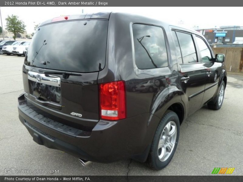 Dark Amber Metallic / Beige 2012 Honda Pilot EX-L 4WD