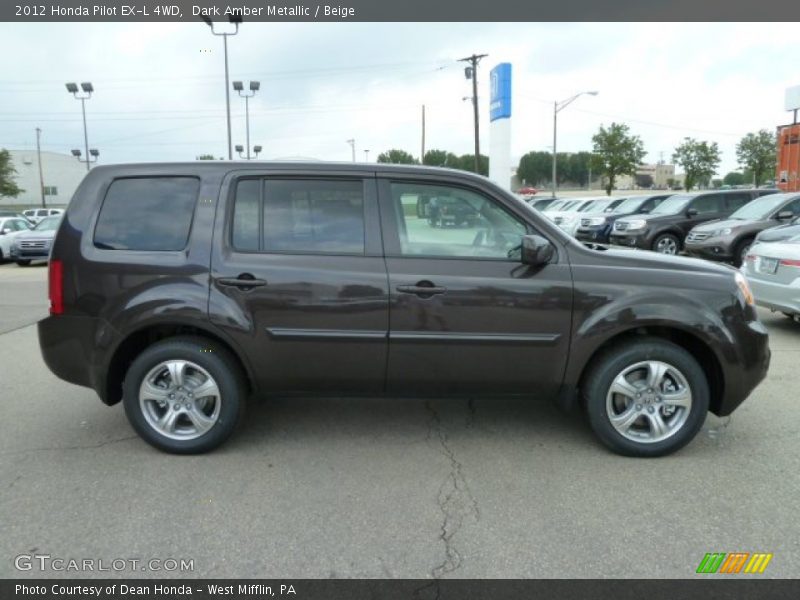 Dark Amber Metallic / Beige 2012 Honda Pilot EX-L 4WD