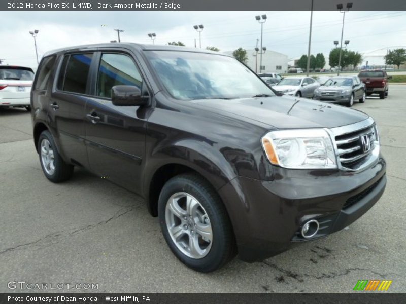 Dark Amber Metallic / Beige 2012 Honda Pilot EX-L 4WD