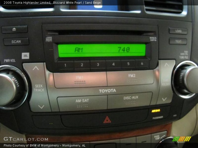 Blizzard White Pearl / Sand Beige 2008 Toyota Highlander Limited