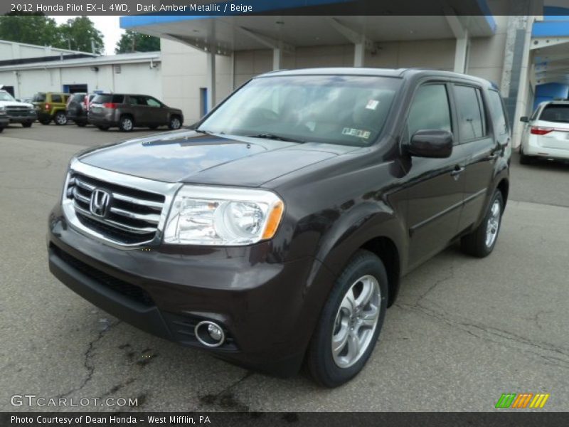 Dark Amber Metallic / Beige 2012 Honda Pilot EX-L 4WD