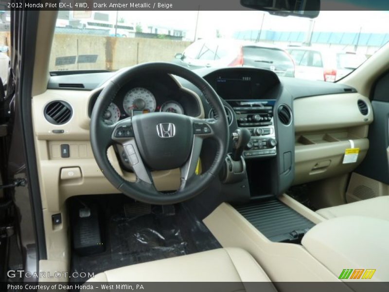 Dark Amber Metallic / Beige 2012 Honda Pilot EX-L 4WD