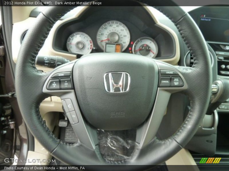 Dark Amber Metallic / Beige 2012 Honda Pilot EX-L 4WD