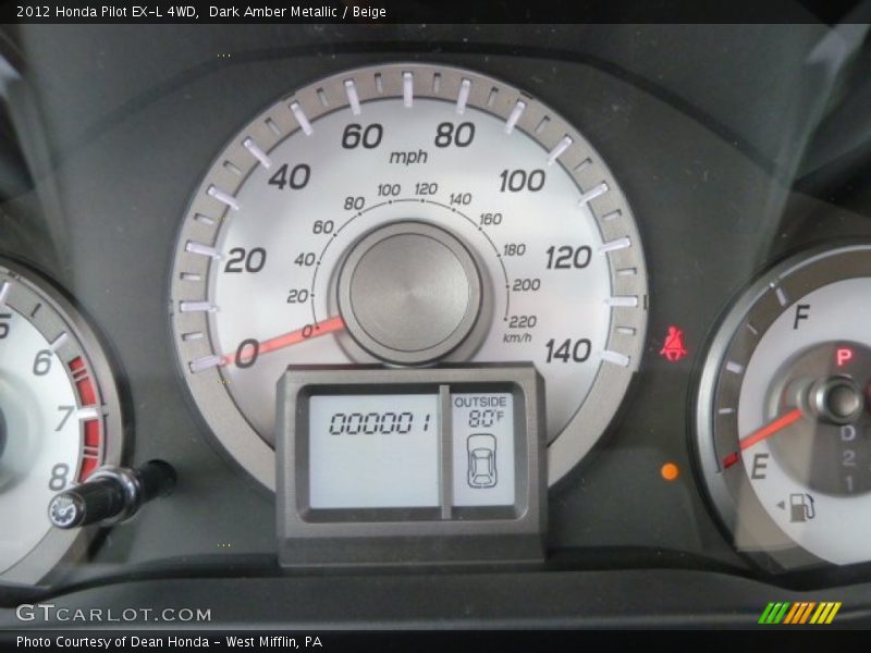 Dark Amber Metallic / Beige 2012 Honda Pilot EX-L 4WD