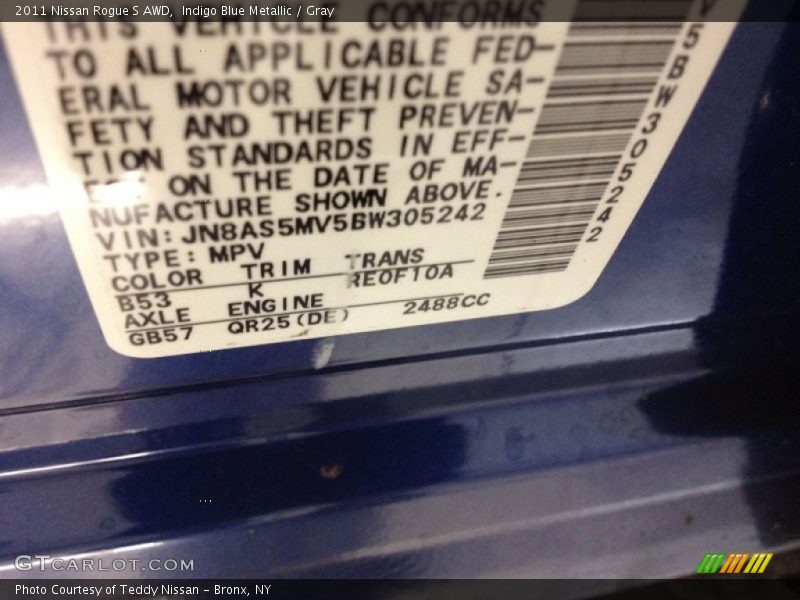 Indigo Blue Metallic / Gray 2011 Nissan Rogue S AWD
