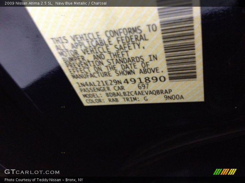Navy Blue Metallic / Charcoal 2009 Nissan Altima 2.5 SL