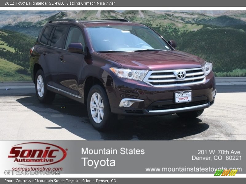 Sizzling Crimson Mica / Ash 2012 Toyota Highlander SE 4WD