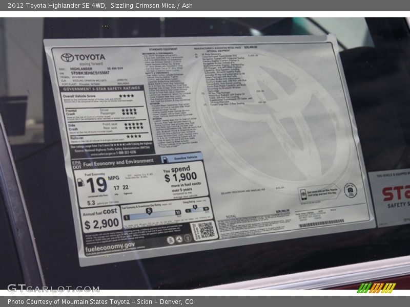 Sizzling Crimson Mica / Ash 2012 Toyota Highlander SE 4WD