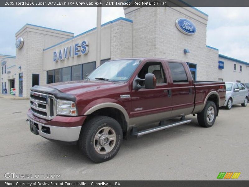 Dark Toreador Red Metallic / Tan 2005 Ford F250 Super Duty Lariat FX4 Crew Cab 4x4