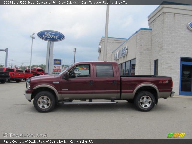 Dark Toreador Red Metallic / Tan 2005 Ford F250 Super Duty Lariat FX4 Crew Cab 4x4