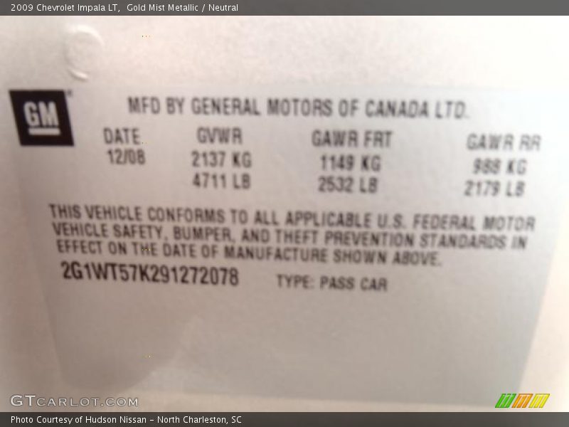 Gold Mist Metallic / Neutral 2009 Chevrolet Impala LT