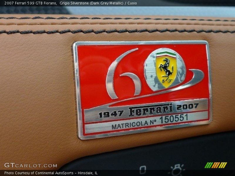 Info Tag of 2007 599 GTB Fiorano 
