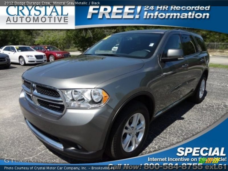 Mineral Gray Metallic / Black 2012 Dodge Durango Crew