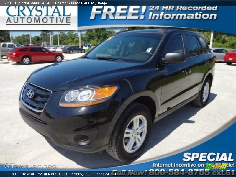 Phantom Black Metallic / Beige 2011 Hyundai Santa Fe GLS