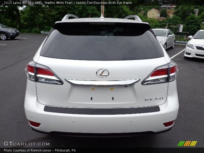 Starfire White Pearl / Saddle Tan/Espresso Birds Eye Maple 2013 Lexus RX 350 AWD