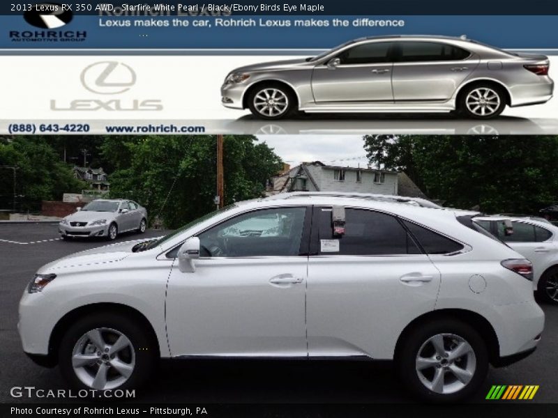 Starfire White Pearl / Black/Ebony Birds Eye Maple 2013 Lexus RX 350 AWD