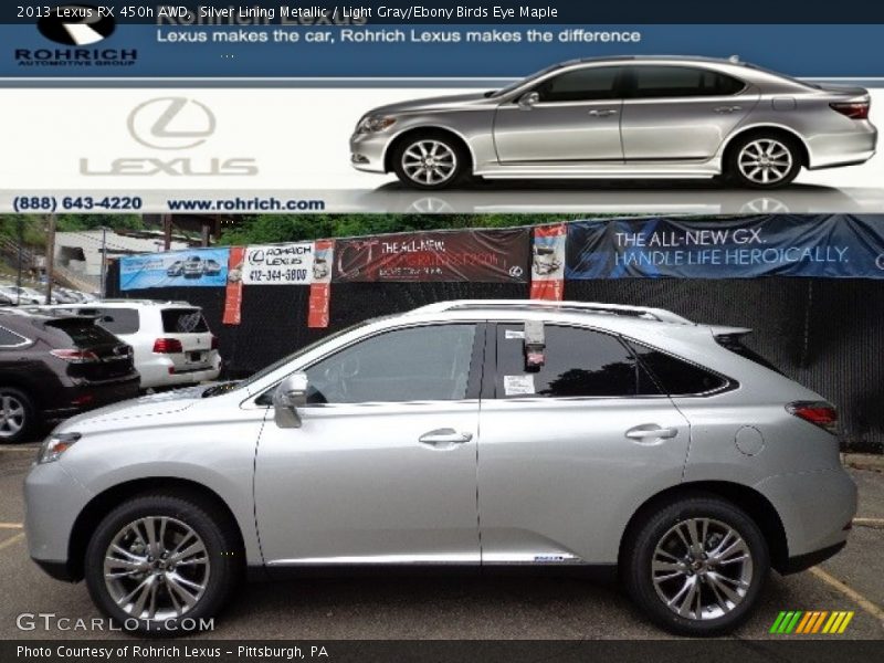 Silver Lining Metallic / Light Gray/Ebony Birds Eye Maple 2013 Lexus RX 450h AWD