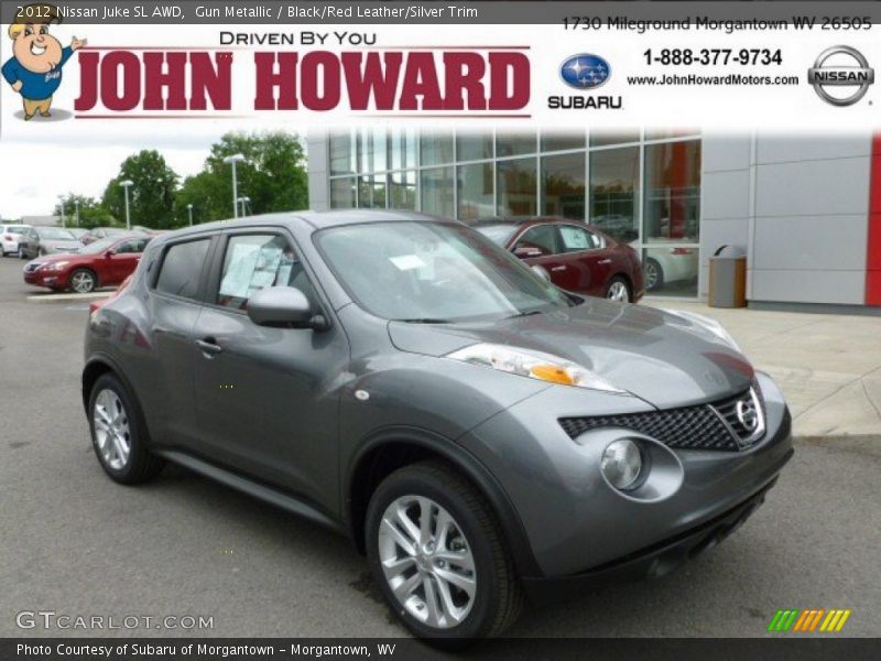 Gun Metallic / Black/Red Leather/Silver Trim 2012 Nissan Juke SL AWD