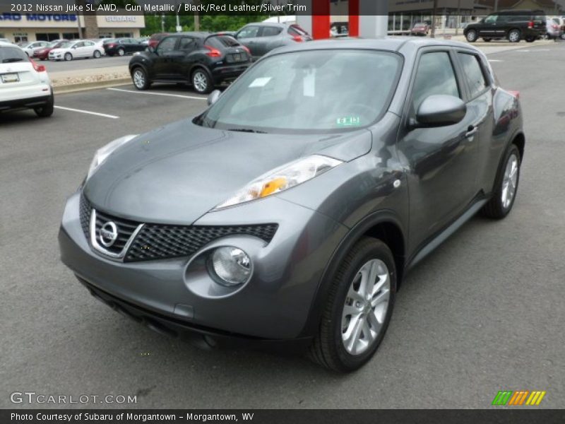 Gun Metallic / Black/Red Leather/Silver Trim 2012 Nissan Juke SL AWD