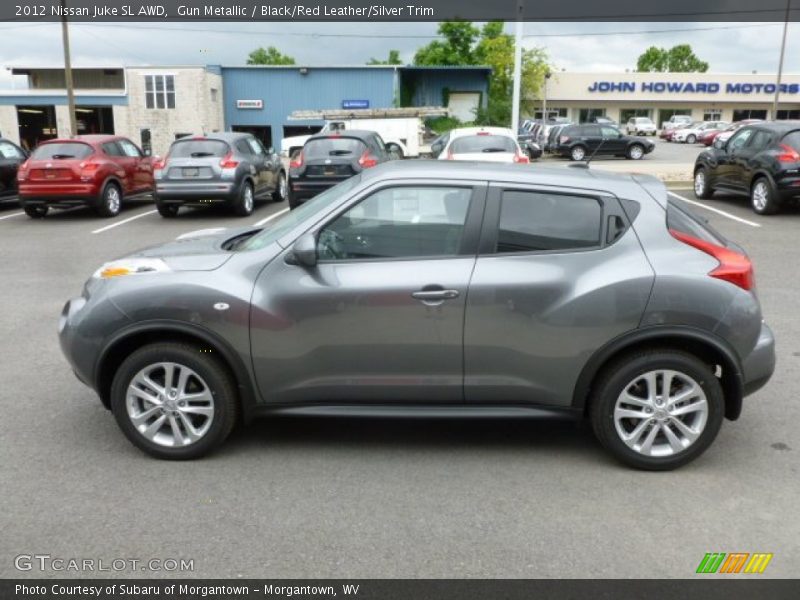 Gun Metallic / Black/Red Leather/Silver Trim 2012 Nissan Juke SL AWD