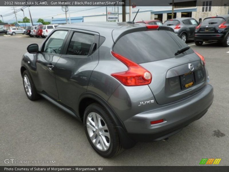 Gun Metallic / Black/Red Leather/Silver Trim 2012 Nissan Juke SL AWD