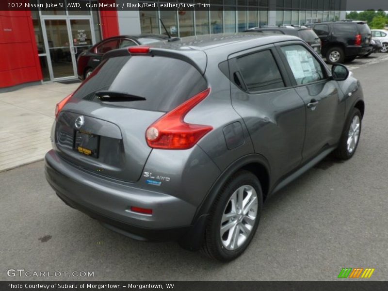 Gun Metallic / Black/Red Leather/Silver Trim 2012 Nissan Juke SL AWD