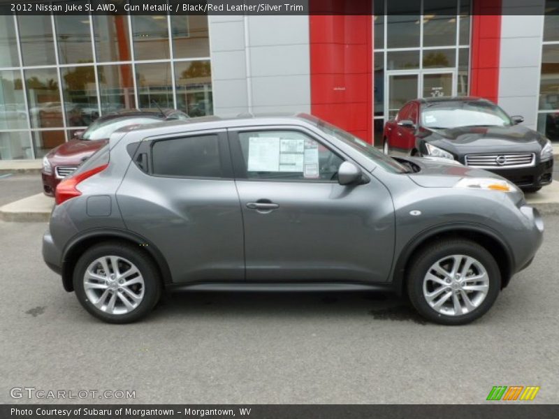 Gun Metallic / Black/Red Leather/Silver Trim 2012 Nissan Juke SL AWD