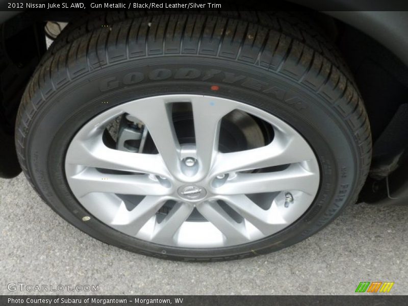 Gun Metallic / Black/Red Leather/Silver Trim 2012 Nissan Juke SL AWD