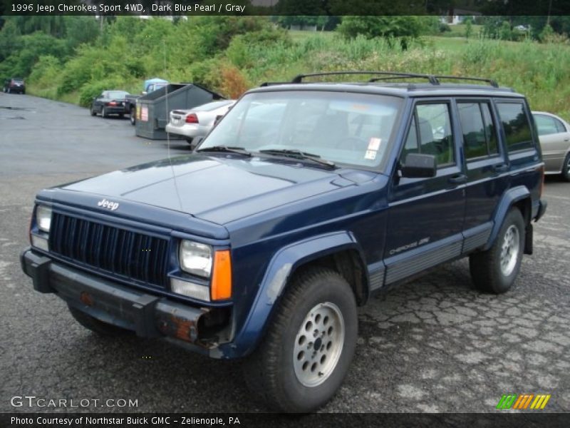 Dark Blue Pearl / Gray 1996 Jeep Cherokee Sport 4WD