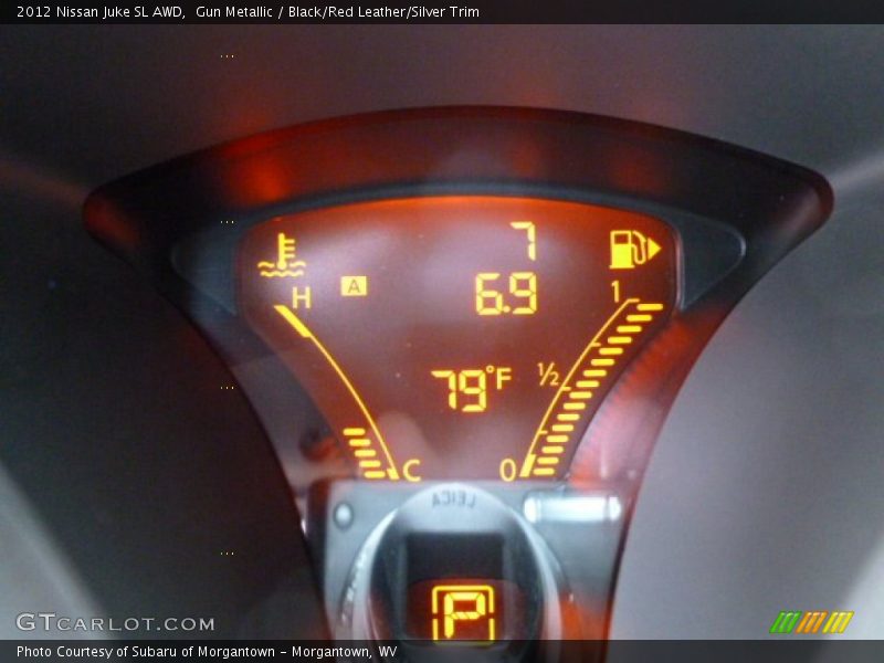 Gun Metallic / Black/Red Leather/Silver Trim 2012 Nissan Juke SL AWD