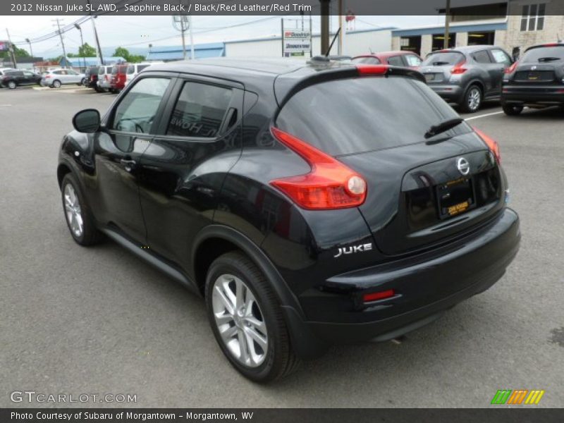 Sapphire Black / Black/Red Leather/Red Trim 2012 Nissan Juke SL AWD