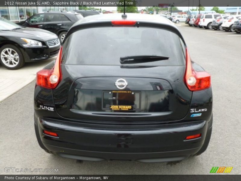 Sapphire Black / Black/Red Leather/Red Trim 2012 Nissan Juke SL AWD