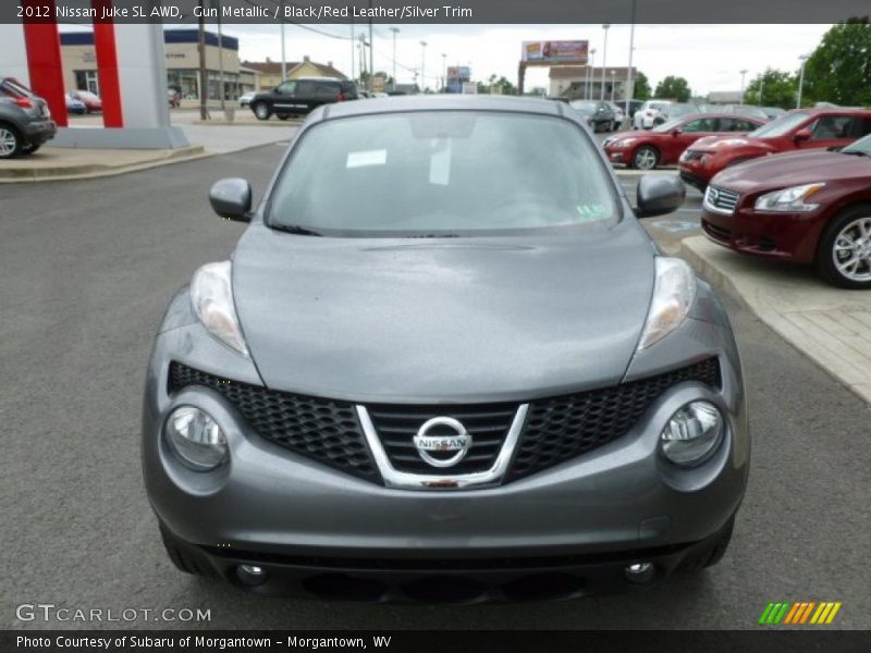 Gun Metallic / Black/Red Leather/Silver Trim 2012 Nissan Juke SL AWD