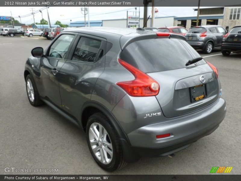 Gun Metallic / Black/Red Leather/Silver Trim 2012 Nissan Juke SL AWD